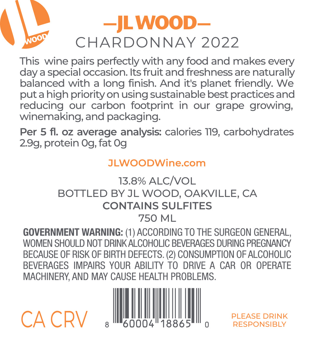 JL Chardonnay Arroyo Seco Monterey County 2022 13.8% ALC/VOL